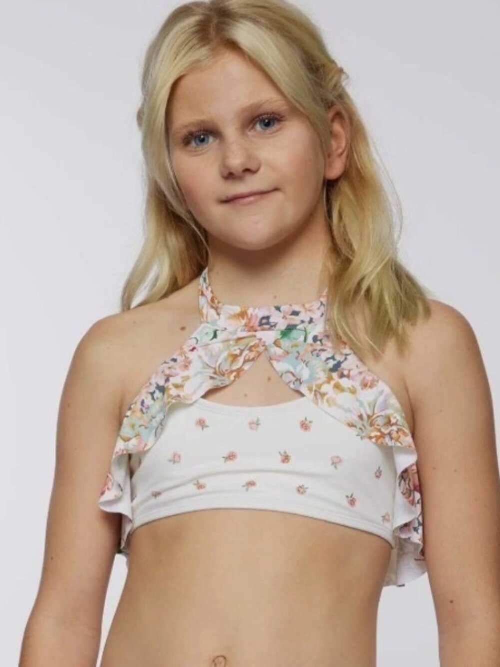 NEW O’Neill Girls “Arden Floral Ruffle Hi Neck” floral -Size 14 Top only